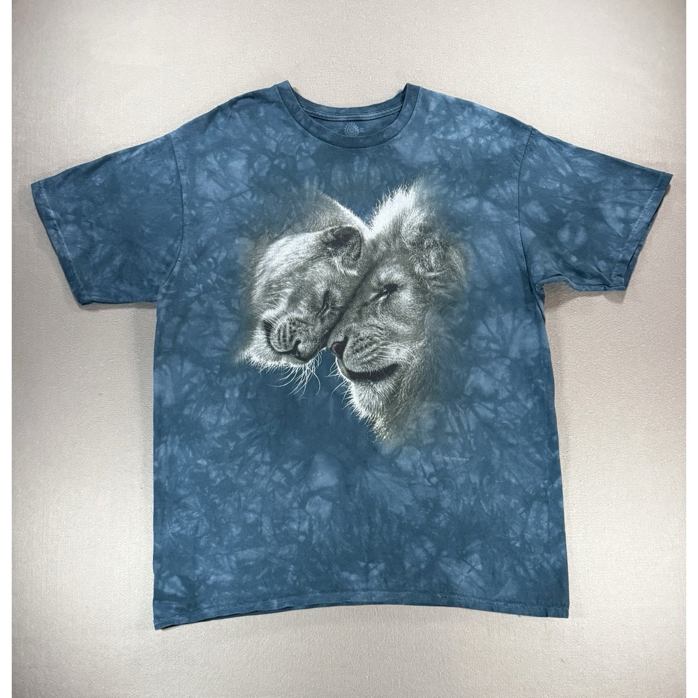 The Mountain Two Lions T-Shirt Adult XL Blue Tie Dye Tee